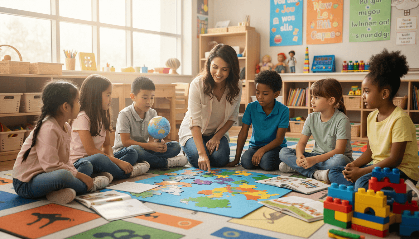 Children learning together in a warm, welcoming environment